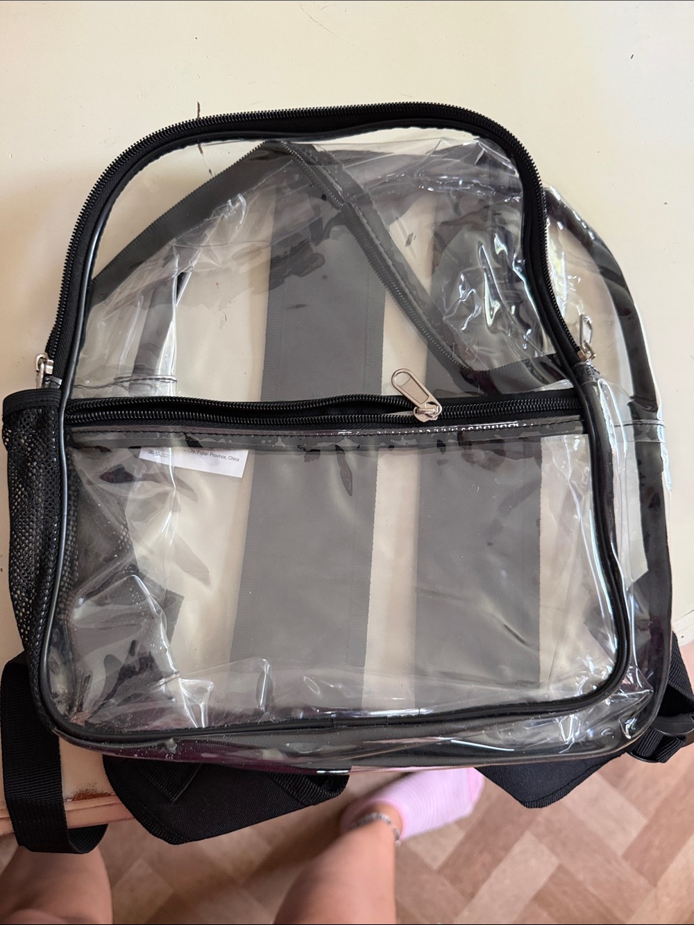Clear Black-Trim Clear Backpack